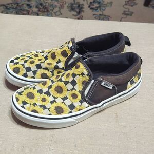Vans Asher Sunflower Checkerboard Sneaker Shoes 4 Sunflowers